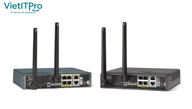 Cụm cổng giao tiếp mặt sau của Router Cisco 891 với 2 cổng WAN độc lập và 8 cổng LAN Gigabit