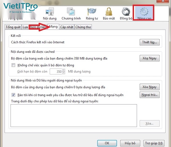 Khôi phục cài đặt mạng nâng cao trong Internet Properties