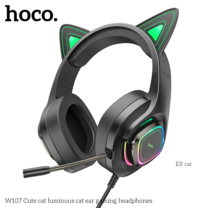 Tai nghe chơi game tai mèo phát sáng Hoco W107