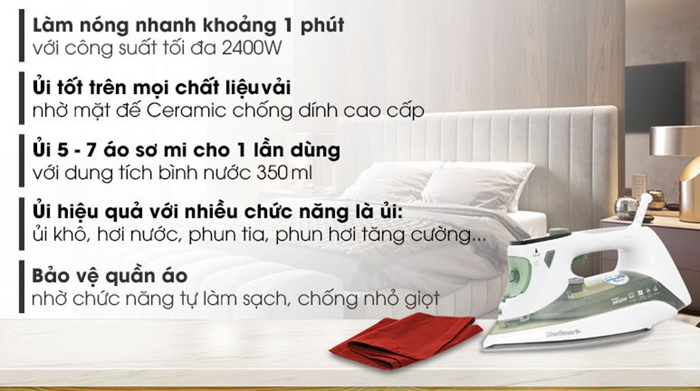 Bàn ủi hơi nước BlueStone SIB-3879 2400W