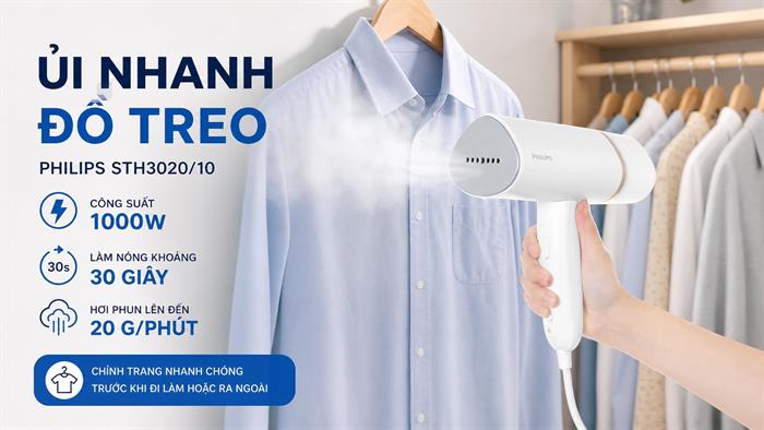 Bàn ủi hơi nước cầm tay Philips STH3020/10 1090W