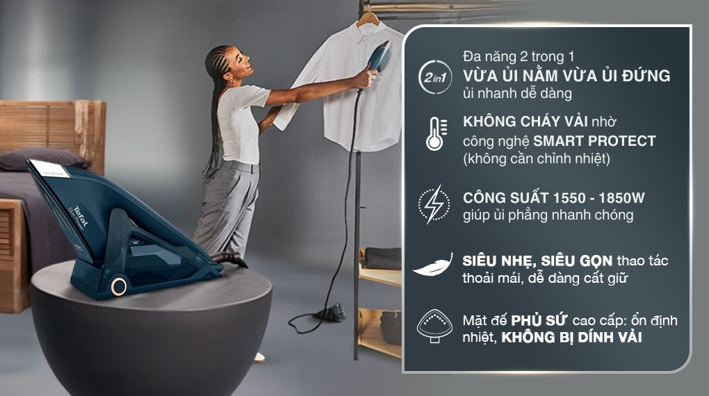 Bàn ủi hơi nước đa năng Tefal 2 trong 1 Duo Power JF4032E0 1850W
