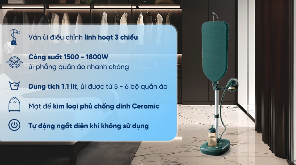 Bàn ủi hơi nước đứng Philips AIS6020/70 1800W