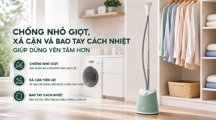 Bàn ủi hơi nước đứng Philips STE1010/70 1600W