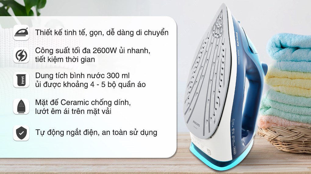 Bàn ủi hơi nước Philips DST3040/70 2600W