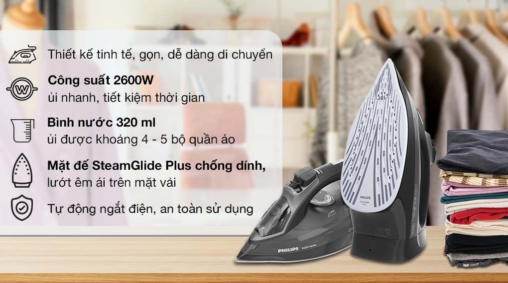 Bàn ủi hơi nước Philips DST5040/80 2600W