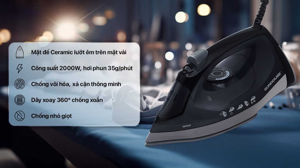 Bàn ủi hơi nước Sunhouse SHD2069 2000W