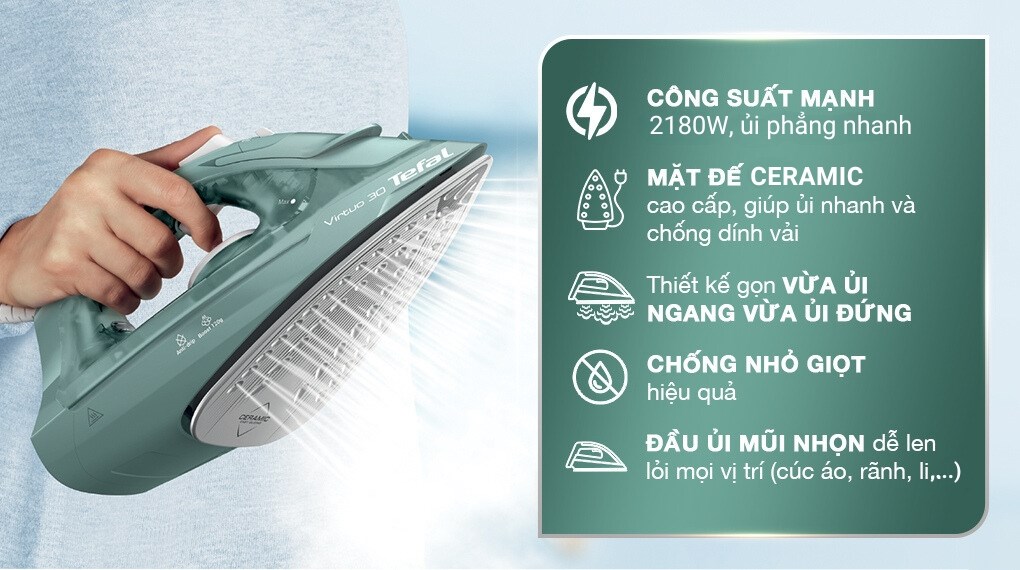 Bàn ủi hơi nước Tefal Power FV2C50E1 2180W