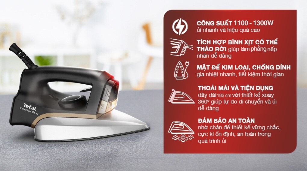 Bàn ủi khô Tefal FS3120L0 1300W