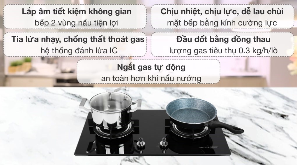 Bếp ga âm Sakura SG-2525GB