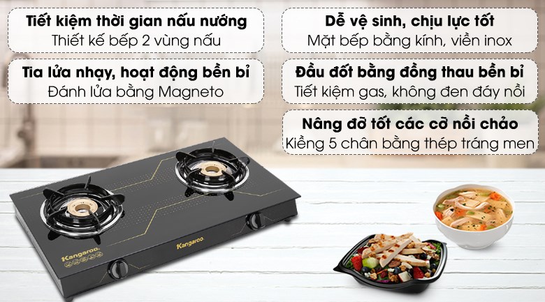 Bếp ga đôi Kangaroo KG516M