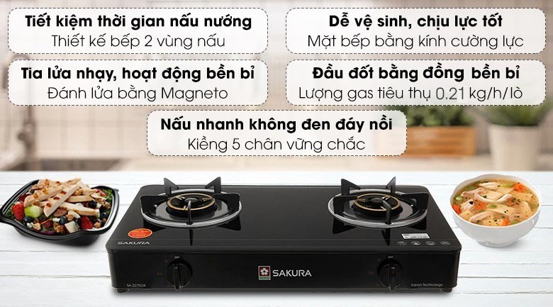 Bếp ga đôi Sakura SA-2375GB