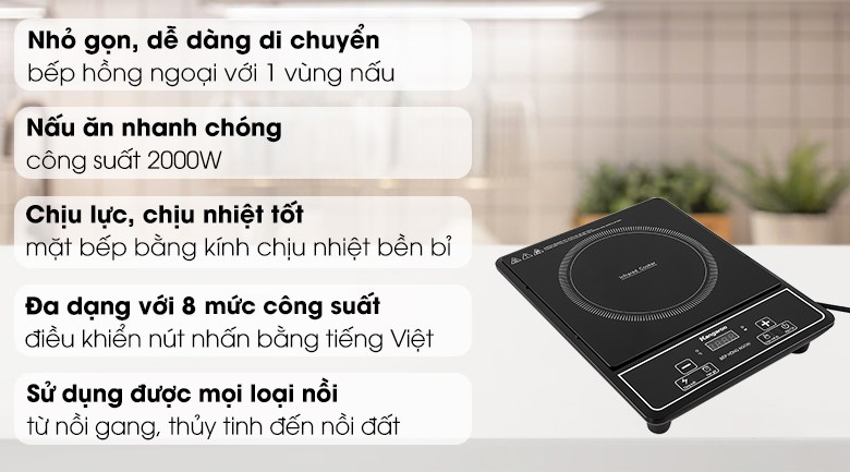 Bếp hồng ngoại đơn Kangaroo KG20IFP1 2000W