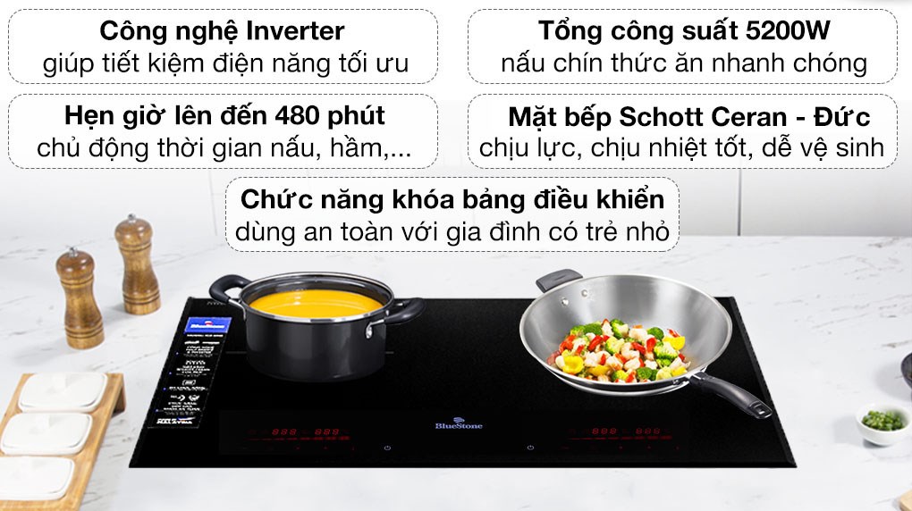 Bếp từ đôi âm BlueStone ICB-6948 5200W