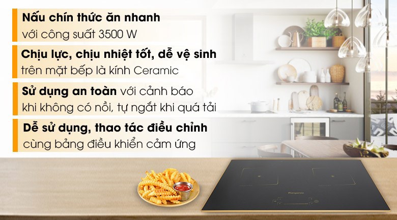 Bếp từ đôi âm Kangaroo KG438I 3500W