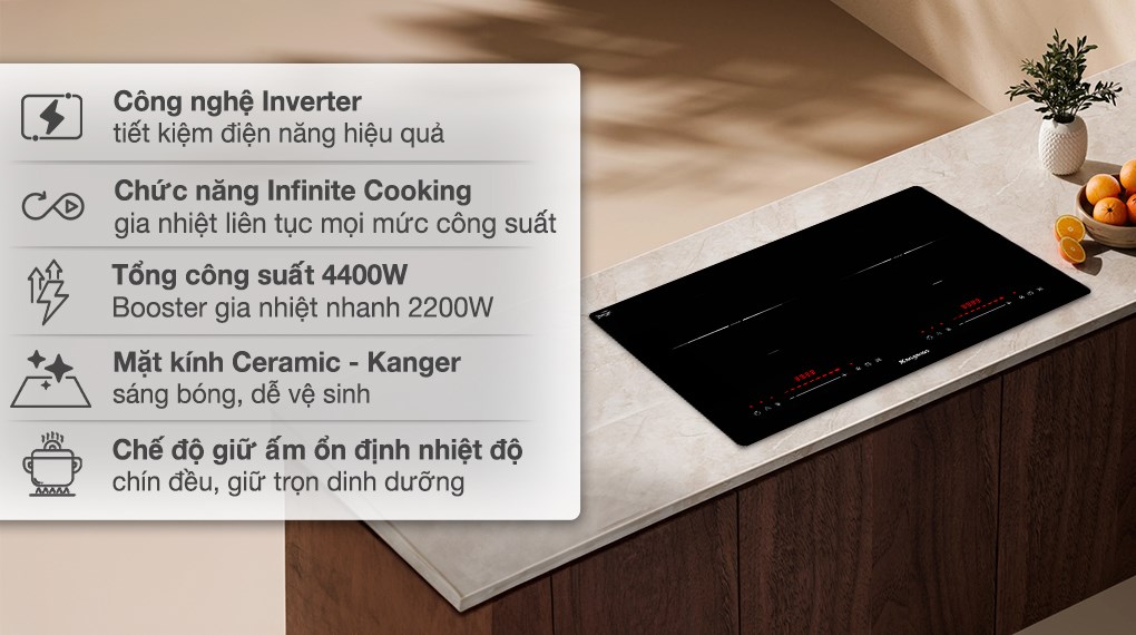 Bếp từ đôi âm Kangaroo KGIC44D1C 4400W