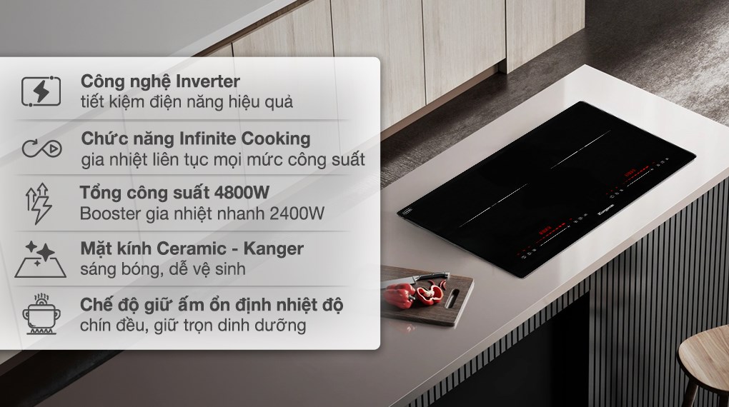 Bếp từ đôi âm Kangaroo KGIC48D1C 4800W