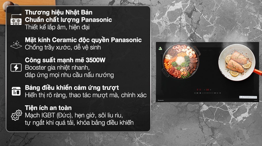 Bếp từ đôi âm Panasonic KY-R72AELYUE 3500W