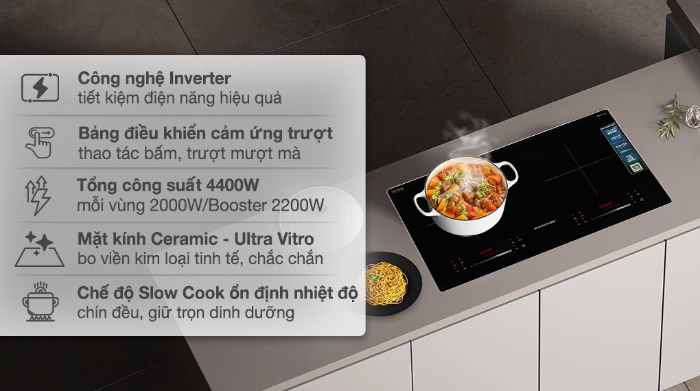Bếp từ đôi âm Sunhouse SHB82082-VMD 4400W