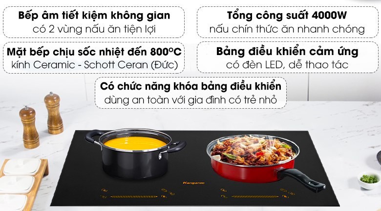 Bếp từ đôi lắp âm Kangaroo KG859i