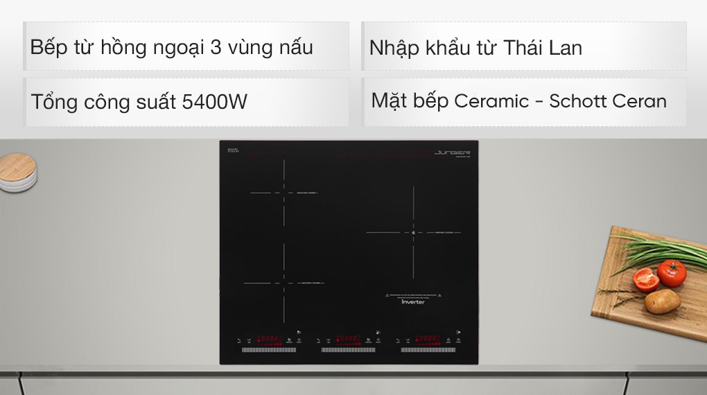 Bếp từ hồng ngoại 3 vùng nấu âm Junger CEJ-300-IIF 5400W