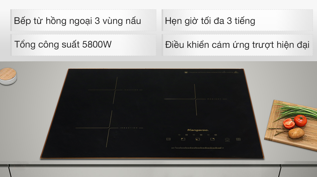 Bếp từ hồng ngoại 3 vùng nấu âm Kangaroo KG446i 5800W
