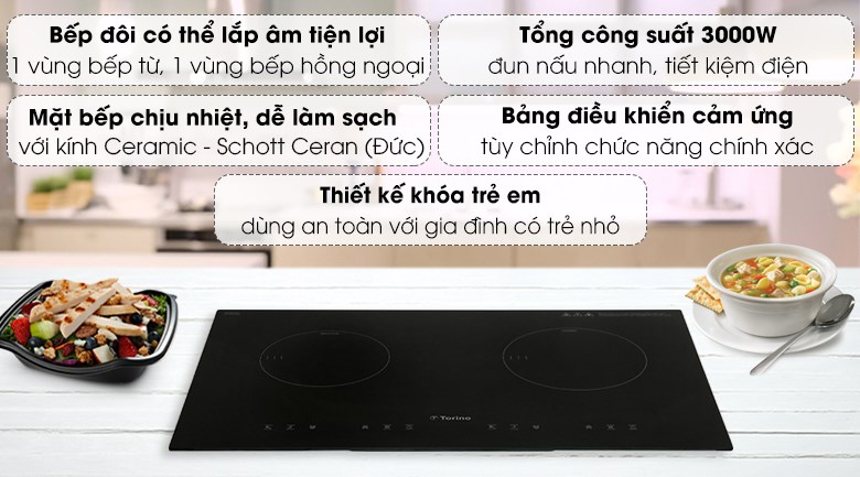 Bếp từ hồng ngoại âm Torino TC-0323DL 3000W
