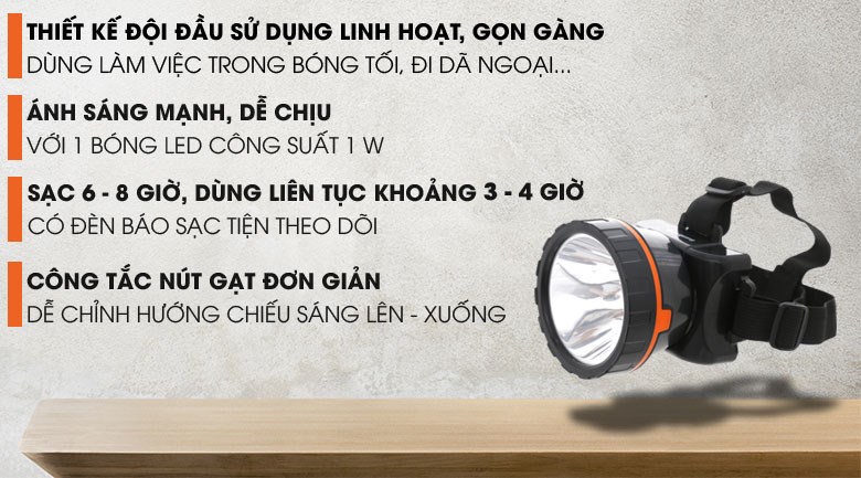 Đèn pin sạc đội đầu Điện Quang ĐQ PFL13 R BLO