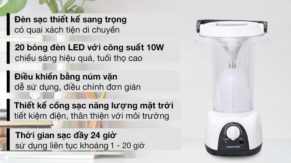 Đèn sạc năng lượng mặt trời Sunhouse SHE-6899S