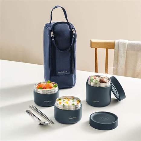 Bộ 3 hộp đựng thực phẩm inox Hàn Quốc 300 - 300 - 500 ml Lock&Lock LHC8052S01