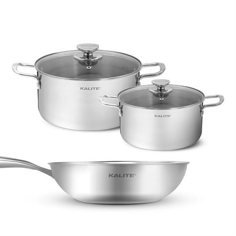 Bộ nồi chảo inox nắp kính Kalite Eco Trio
