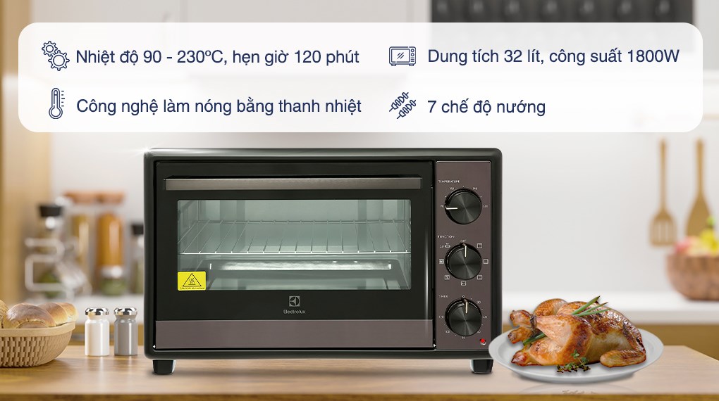 Lò nướng Electrolux EOT3218XG 32 lít