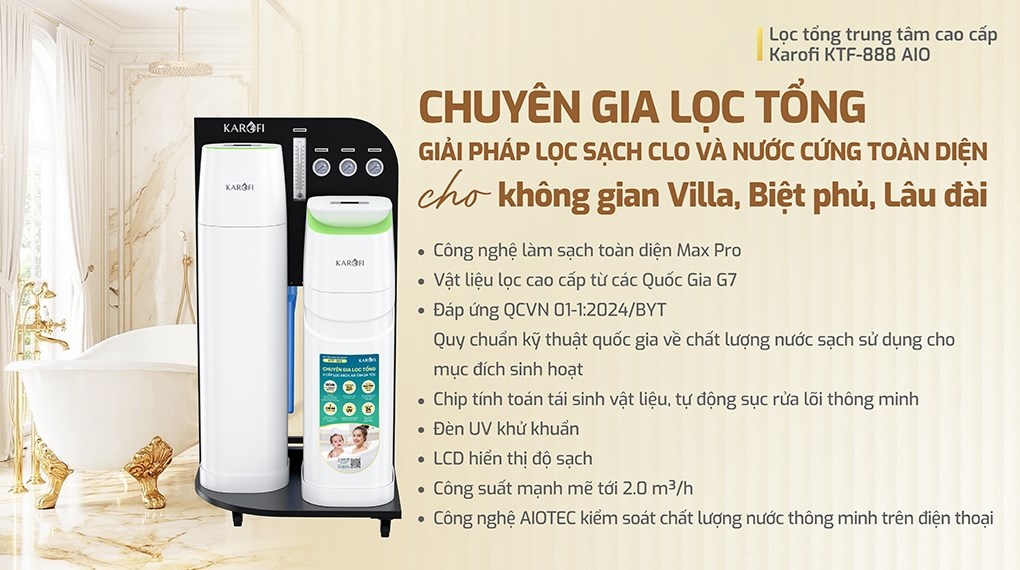 Máy lọc tổng đầu nguồn Karofi KTF-888-AIO