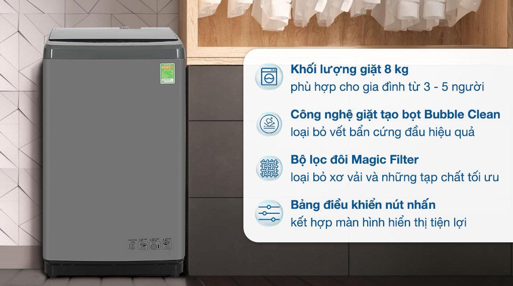 Máy giặt Hisense 8 kg WTZQ8012UT