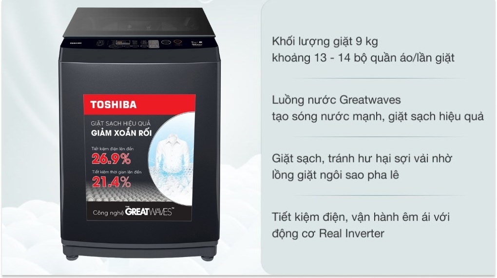 Máy giặt Toshiba Inverter 9.0 kg AW-DK1000FV(KK)