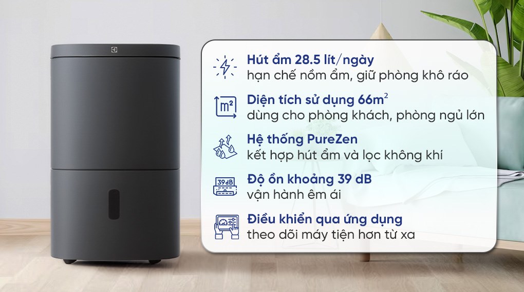 Máy hút ẩm kết hợp lọc không khí Electrolux EDH16TRBD3
