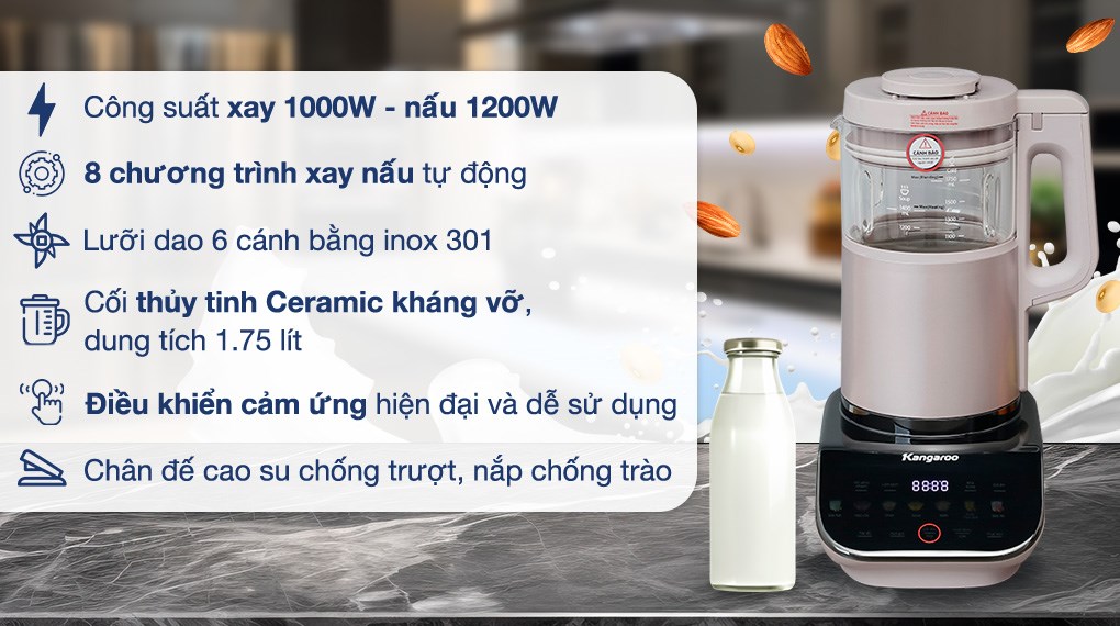 Máy làm sữa hạt đa năng Kangaroo KG175HB3