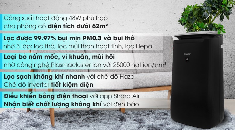 Máy lọc không khí Sharp FP-J80EV-H 48W
