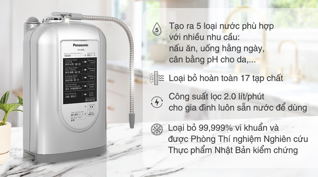 Máy lọc nước điện giải ion kiềm Panasonic TK-AS45 3 tấm điện cực