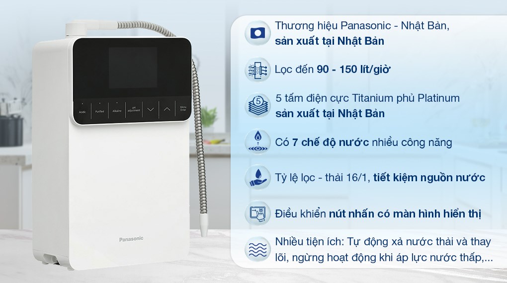 Máy lọc nước điện giải ion kiềm Panasonic TK-AS700 5 tấm điện cực