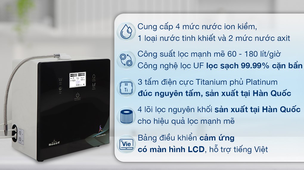 Máy lọc nước điện giải ion kiềm ROBOT IonPrince 37X 3 tấm điện cực