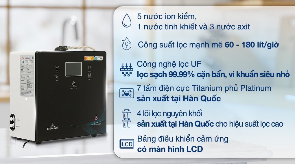 Máy lọc nước điện giải ion kiềm ROBOT IonPrince 79X 7 tấm điện cực