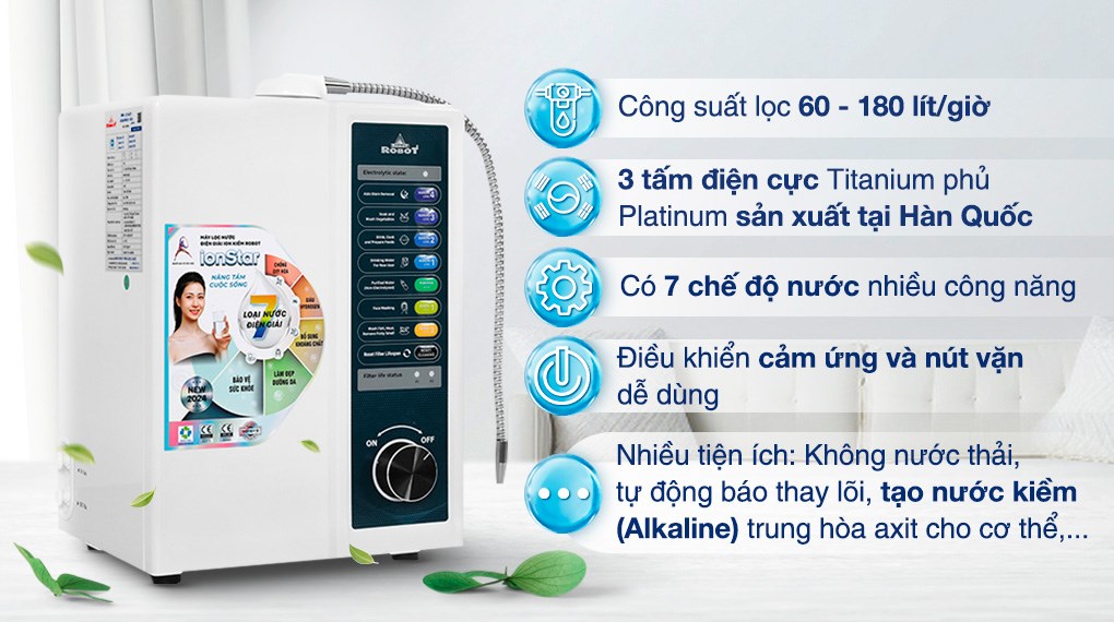 Máy lọc nước điện giải ion kiềm ROBOT IonStar 3X 3 tấm điện cực