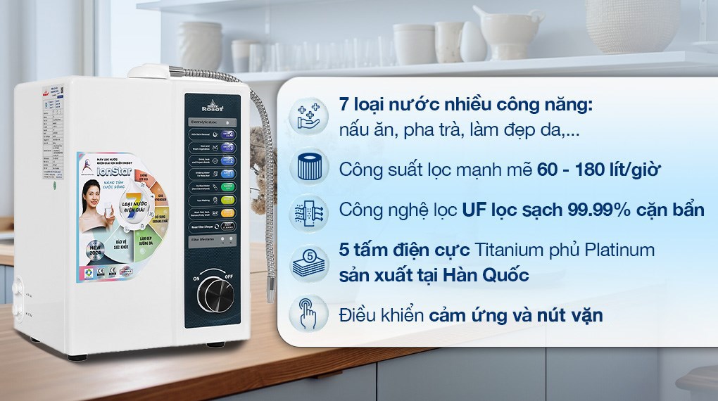 Máy lọc nước điện giải ion kiềm ROBOT IonStar 5X 5 tấm điện cực