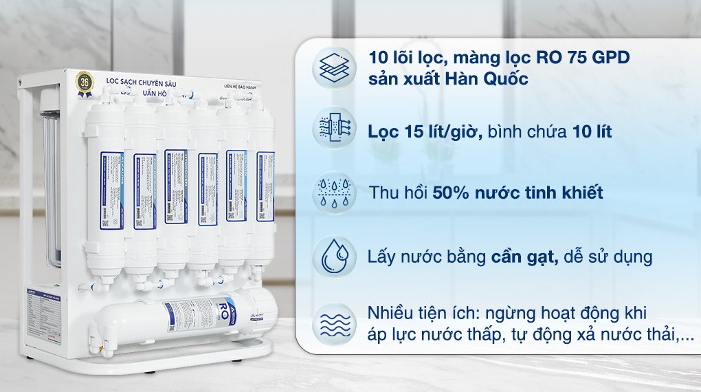 Máy lọc nước RO Hydrogen Hòa Phát HWU1A 1022 10 lõi