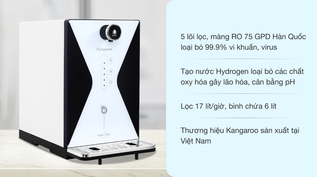 Máy lọc nước RO Hydrogen Kangaroo KG100EED 5 lõi