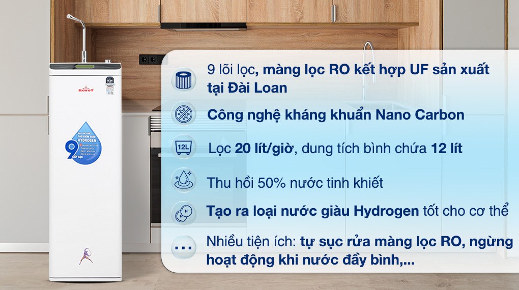Máy lọc nước RO Hydrogen ROBOT HydroMega-9X 9 lõi