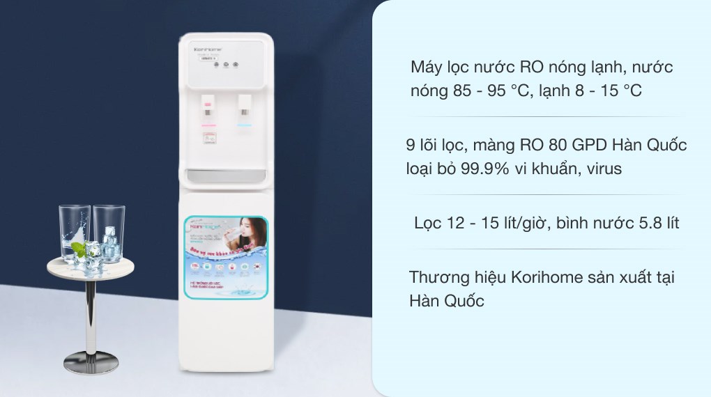 Máy lọc nước RO nóng lạnh Korihome WPK-915 9 lõi