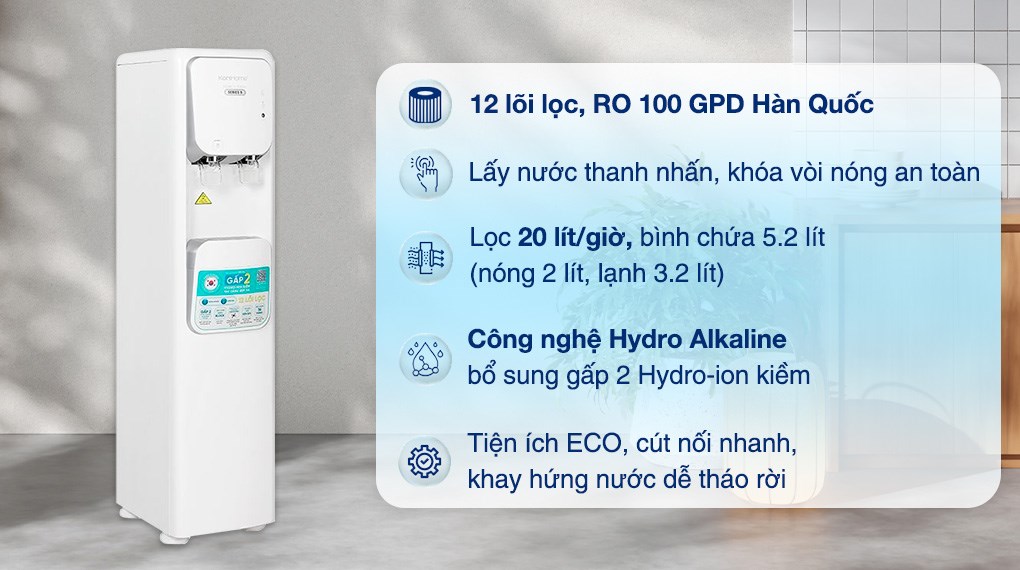 Máy lọc nước RO nóng lạnh Korihome WPK-965 12 lõi