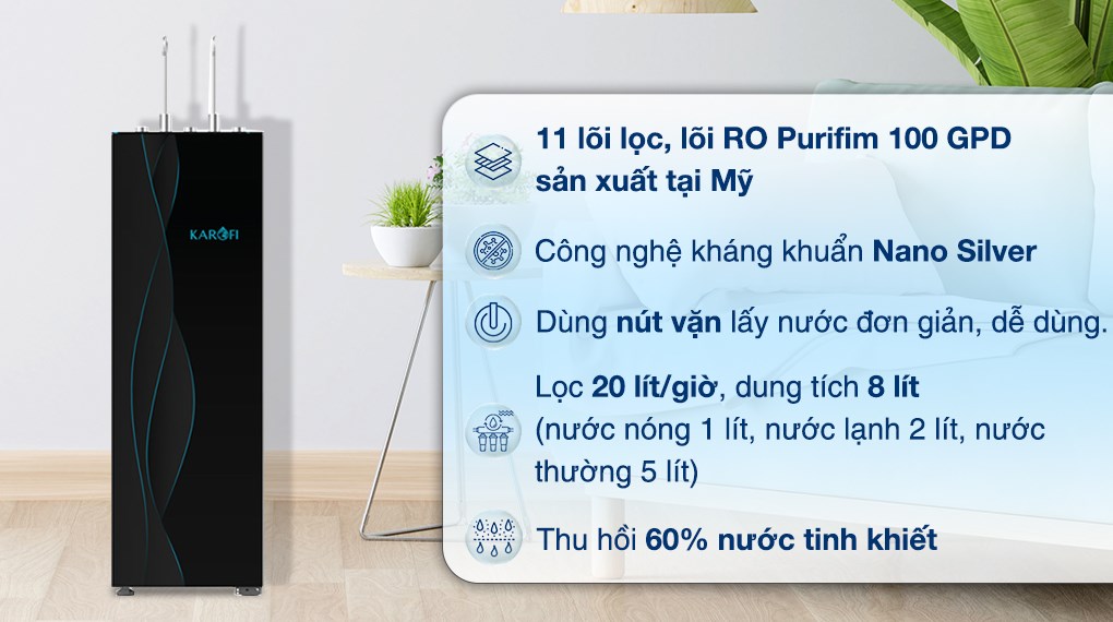 Máy lọc nước RO nóng nguội lạnh Hydrogen Karofi KAD-X68 11 lõi